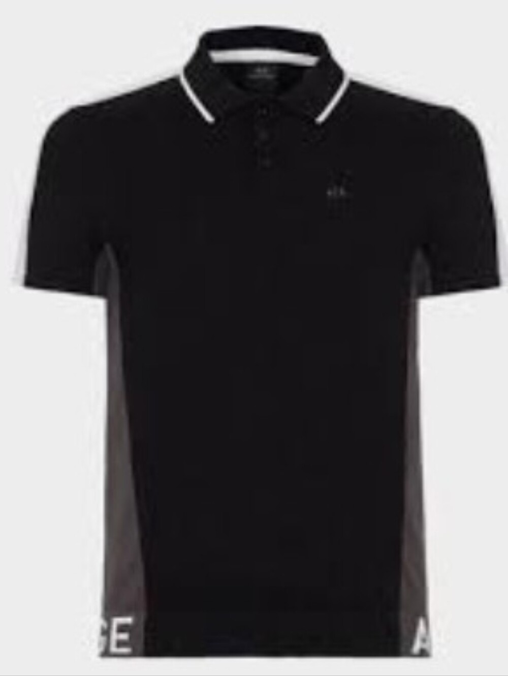 Armani Exchange Black Polo with White Trim and Gray Panels